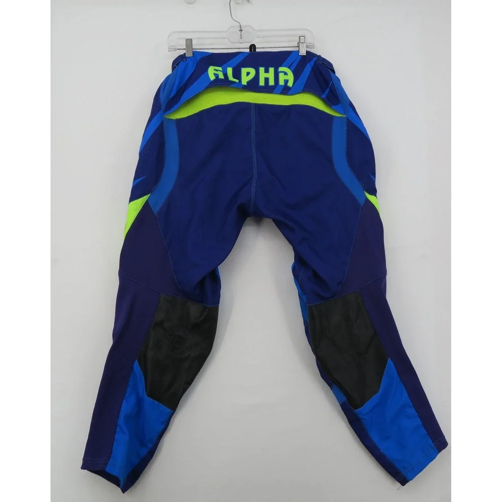 Alpha Cycle Gear Blue Neon Yellow Motocross Off Road Race Pants Men 36 gear pads